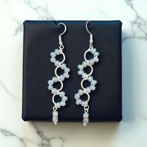 Handcrafted One-of-a-kind Grey Dangle Earrings